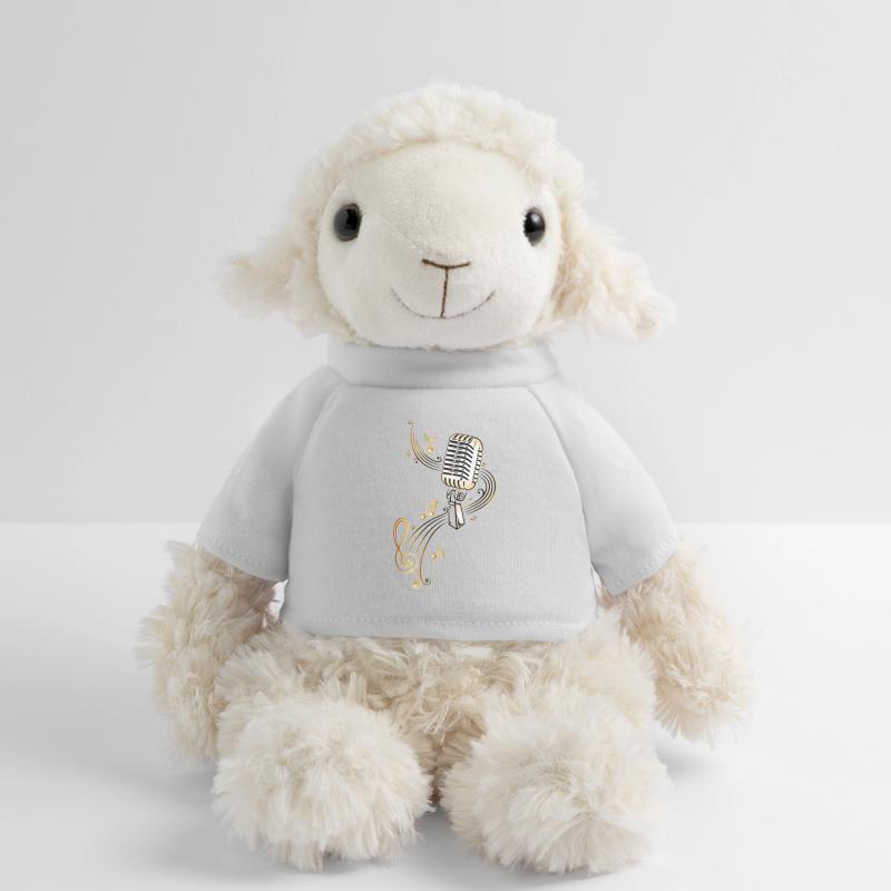Microphone rétro avec des notes de musique. Mouton en peluche Annika MiniFeet®