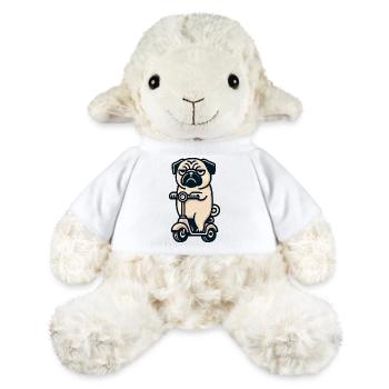 Funny Pug on Moped Bizarre Bored Dog - MiniFeet® Sheep Annika - white - Front