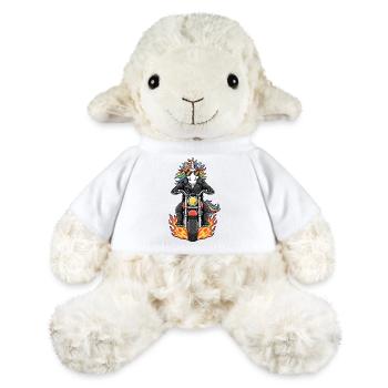 Cool Biker Unicorn Motorrad Flammen - MiniFeet® Schaf Annika - Weiß - Vorne