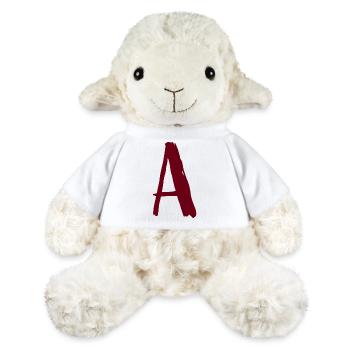Logo d’art abstrait en rouge - Mouton en peluche Annika MiniFeet® - blanc - Devant