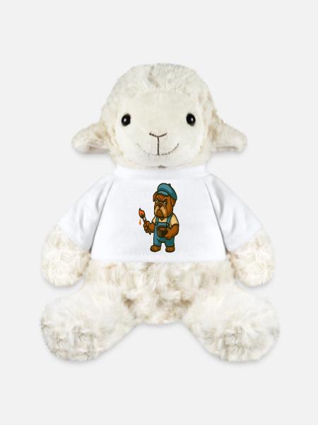 Maler Bulldoggen-Maskottchen mit Farbeimer - MiniFeet® Schaf Annika - Weiß