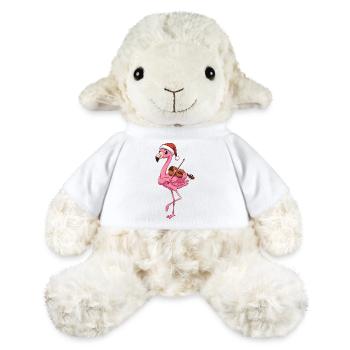 Oiseau flamant rose de Noël jouant du violon - Mouton en peluche Annika MiniFeet® - blanc - Devant