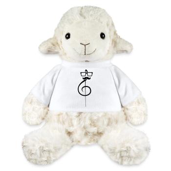 Clef de musique note moustache nerd geek - Mouton en peluche Annika MiniFeet® - blanc - Devant