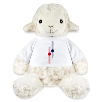 Impulsion géométrique rouge-bleu - Mouton en peluche Annika MiniFeet® - blanc - Devant