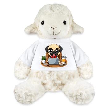 Hund Mops CEO Chef Teamleiter Kaffee Büro - MiniFeet® Schaf Annika - Weiß - Vorne