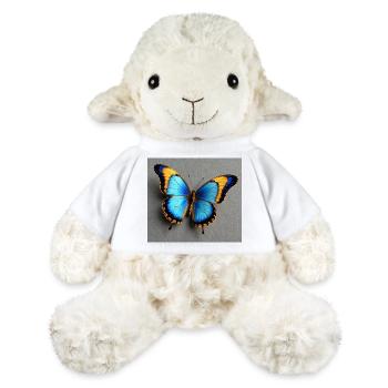 Kobaltblauer Schmetterling mit Orangenkante - MiniFeet® Schaf Annika - Weiß - Vorne