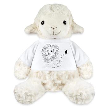 Lion - graphique en noir et blanc - Mouton en peluche Annika MiniFeet® - blanc - Devant