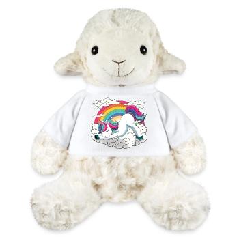 Yogicorn Unicorn im Yoga Flow - Einhorn Meditation - MiniFeet® Schaf Annika - Weiß - Vorne