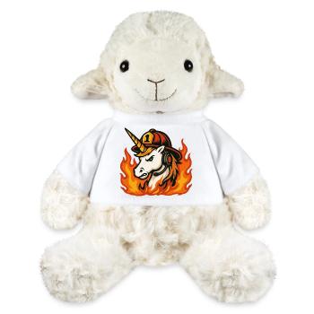 Flammender Einhorn-Feuerwehrmann - MiniFeet® Schaf Annika - Weiß - Vorne