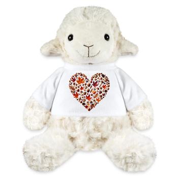 Heart, filled with pumpkins, leaves, nuts and mushrooms - MiniFeet® Sheep Annika - white - Front