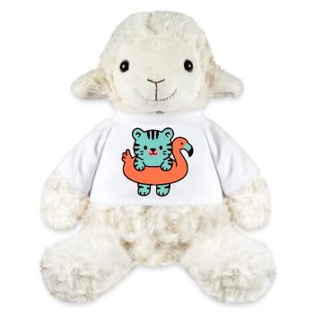 Tigre mignon sur bouée flamant orange - Mouton en peluche Annika MiniFeet® - blanc - Devant