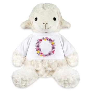 Altrosa Eukalyptuskranz mit zarten Frühlingsblüten - MiniFeet® Schaf Annika - Weiß - Vorne