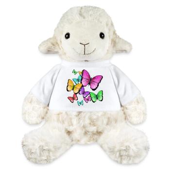 wildes durcheinander kolorierter Schmetterlinge - MiniFeet® Schaf Annika - Weiß - Vorne