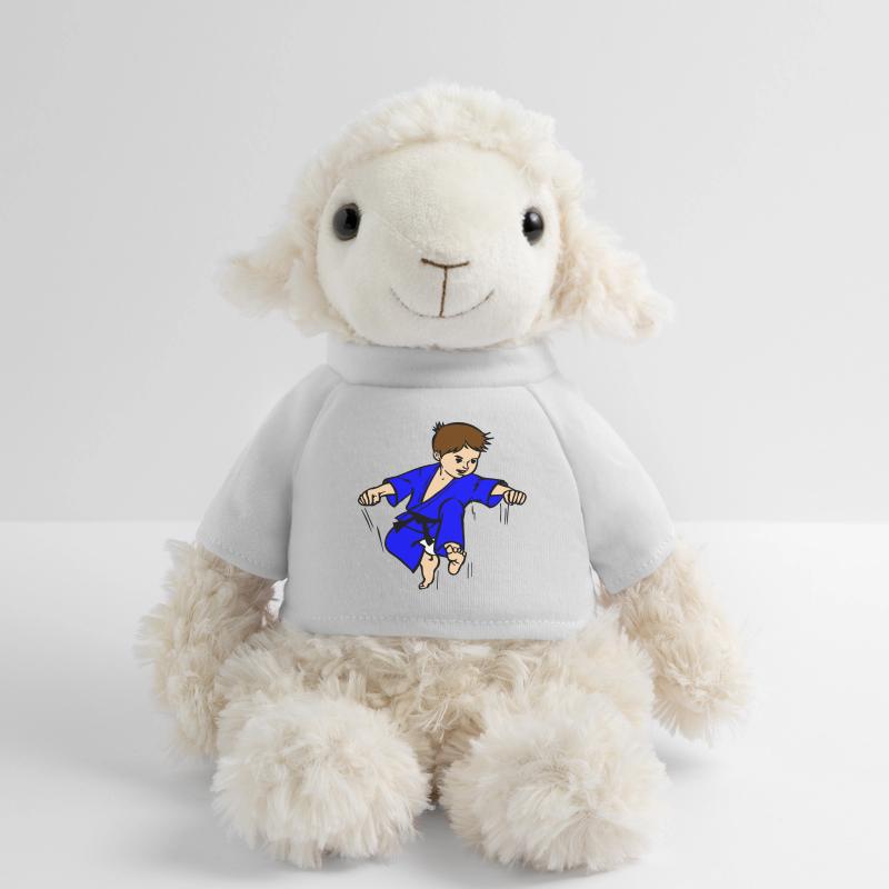 Blauer Anzug Karatekind oder Judokind mit schwarzem Gürtel MiniFeet® Schaf Annika