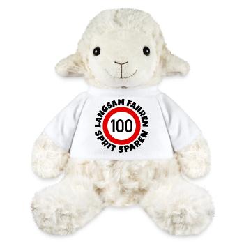 Langsam fahren - Sprit sparen - Tempo 100 - MiniFeet® Schaf Annika - Weiß - Vorne