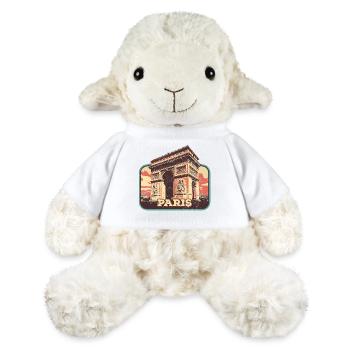 Badge retro, Paris France est ma ville natale - Mouton en peluche Annika MiniFeet® - blanc - Devant
