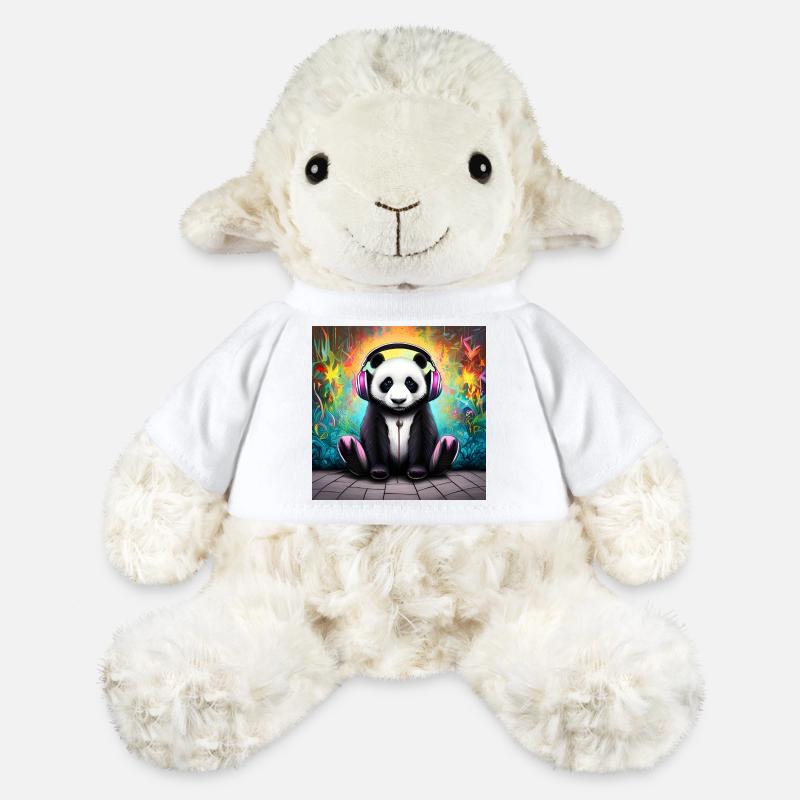 Panda mit neonfarbenen Kopfhörern - MiniFeet® Schaf Annika - Weiß