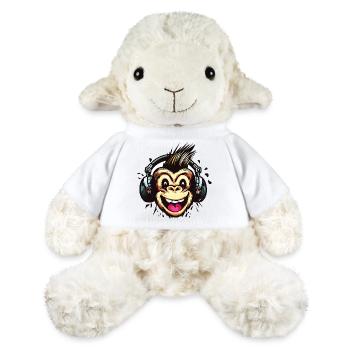 Drôle de singe avec des écouteurs - Mouton en peluche Annika MiniFeet® - blanc - Devant