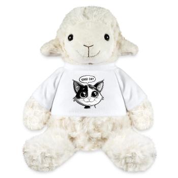 Design de chat mignon avec un dicton de bonne humeur - Mouton en peluche Annika MiniFeet® - blanc - Devant