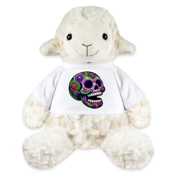 Leuchtender Totenkopf mit Blumenmotiv - MiniFeet® Schaf Annika - Weiß - Vorne
