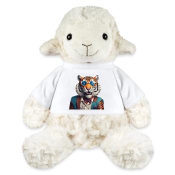 Tigre sophistiqué avec lunettes de soleil bleues - Mouton en peluche Annika MiniFeet® - blanc - Devant