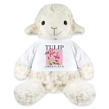 Duo de tulipes baroques sur fond rose - Mouton en peluche Annika MiniFeet® - blanc - Devant