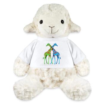 Duo de girafes néon bleu vert à pois et amoureux - Mouton en peluche Annika MiniFeet® - blanc - Devant