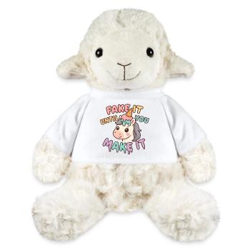 Licorne kawaii motivation drôle – Fake it until yo - Mouton en peluche Annika MiniFeet® - blanc - Devant