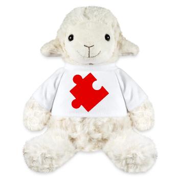 Pièce de puzzle rouge idée cadeau  - Mouton en peluche Annika MiniFeet® - blanc - Devant