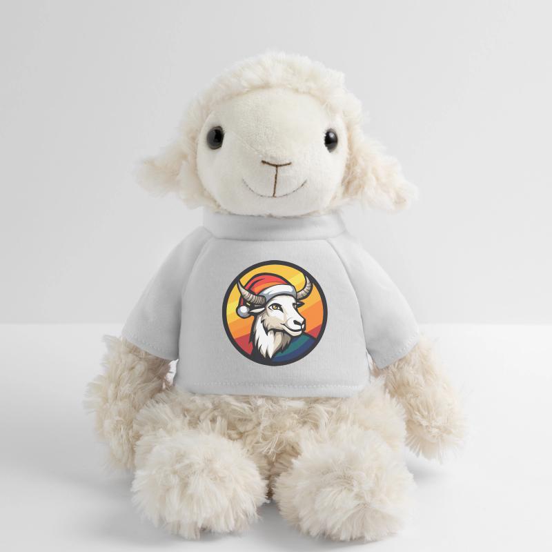 Bock mit Santa-Hut vor Regenbogen MiniFeet® Schaf Annika
