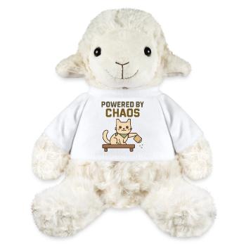 Powered by Chaos - Freche Katze wirft Kaffee um - MiniFeet® Schaf Annika - Weiß - Vorne