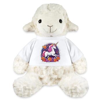 Licorne éclatante entourée de fleurs cosmos - Mouton en peluche Annika MiniFeet® - blanc - Devant