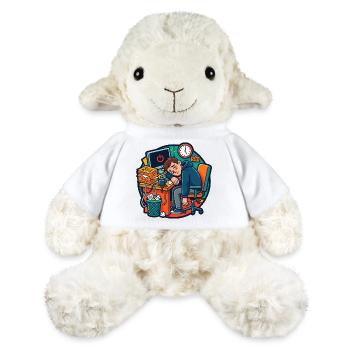 Travail fatigué au bureau Humour de stress - Mouton en peluche Annika MiniFeet® - blanc - Devant