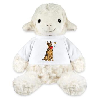 Deutscher Schäferhund mit Herz und Schmetterlingen - MiniFeet® Schaf Annika - Weiß - Vorne