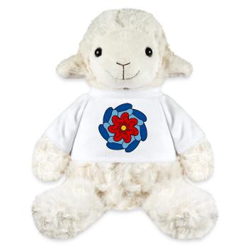 Fleur rouge mandala bleu - Mouton en peluche Annika MiniFeet® - blanc - Devant
