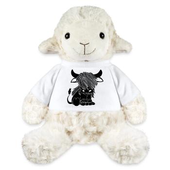 Vache noire à poil long - Mouton en peluche Annika MiniFeet® - blanc - Devant