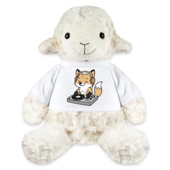 Ein Fuchs als DJ mit Kopfhörern am Mischpult - MiniFeet® Schaf Annika - Weiß - Vorne