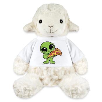 Süßes Alien mit Pizzastück Pizza Fan - MiniFeet® Schaf Annika - Weiß - Vorne