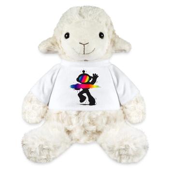 Roboter Silhouette Regenbogen Splash Design   - MiniFeet® Schaf Annika - Weiß - Vorne