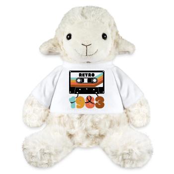 Typographie rétro des années 1980 à cassette de blocs de couleurs - Mouton en peluche Annika MiniFeet® - blanc - Devant
