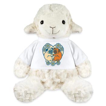 Verspieltes Mops-Paar-Herz-Design - MiniFeet® Schaf Annika - Weiß - Vorne