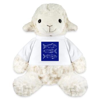 Dark blue fish pattern illustration - MiniFeet® Sheep Annika - white - Front