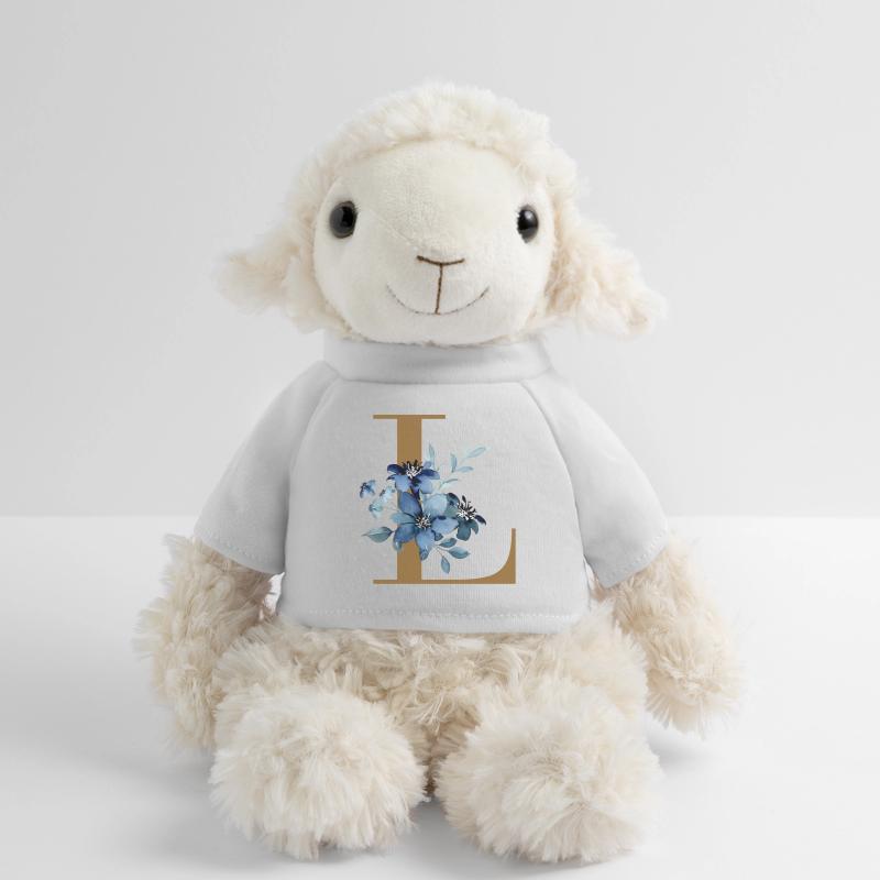 Blaues Blumen Monogramm Design Buchstabe L MiniFeet® Schaf Annika