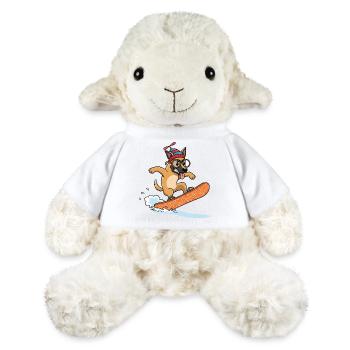 Lustiger Snowboard Hund mit Mütze - MiniFeet® Schaf Annika - Weiß - Vorne