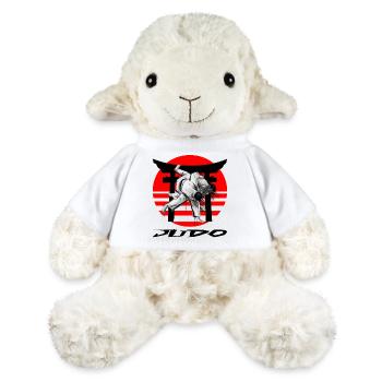 Judo Noir et Blanc dans le cercle rouge - Mouton en peluche Annika MiniFeet® - blanc - Devant