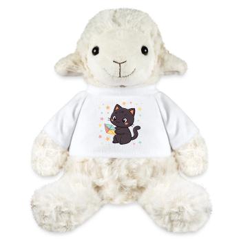 Schwarze Katze und Origami-Umschlag - MiniFeet® Schaf Annika - Weiß - Vorne