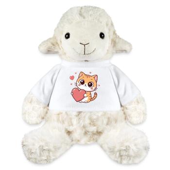Chat cœur kawaii amoureuse - Mouton en peluche Annika MiniFeet® - blanc - Devant