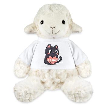 Chat Noir Câlin Coeur Love - Mouton en peluche Annika MiniFeet® - blanc - Devant