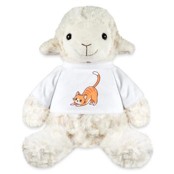 Chaton orange en étirement - Mouton en peluche Annika MiniFeet® - blanc - Devant