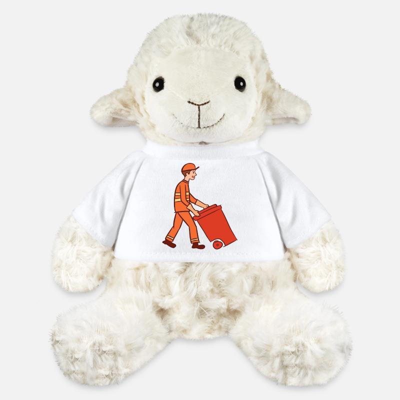 Garbage man & garbage can. Street cleaner. Garbage collection. - MiniFeet® Sheep Annika - white